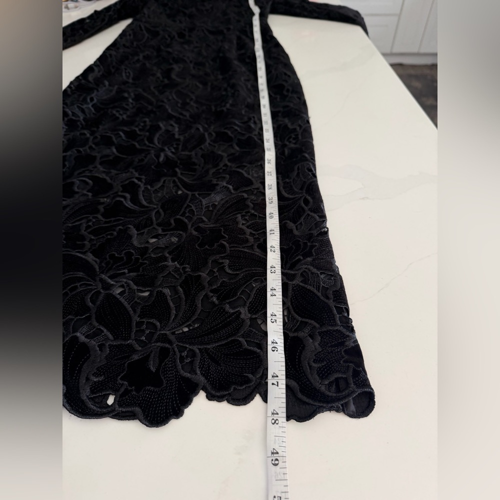 NADINE MERABI Diane Black Velvet Embroidered Midi Dress Sz XS (2) MSRP $545 NWT - Picture 12 of 12